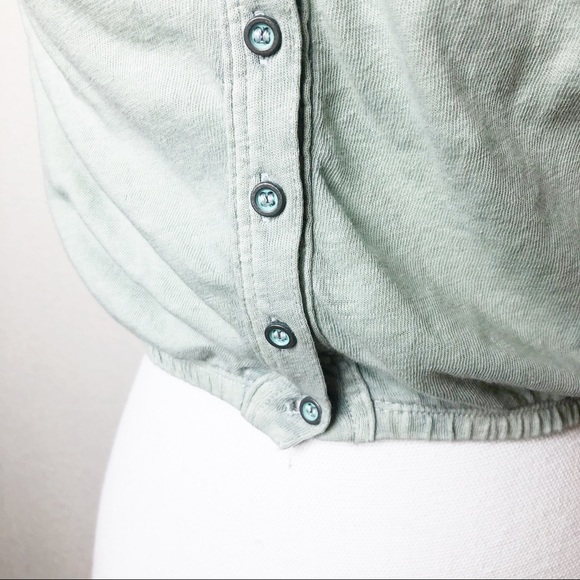 Free People Cropped Mint Boho Off Shoulder Top - Picture 3 of 6